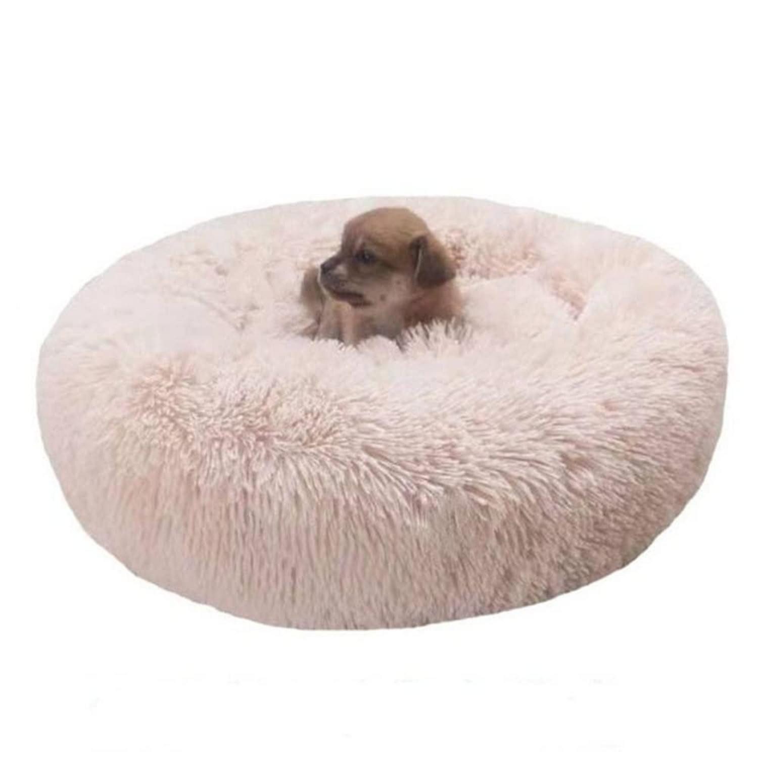 LuxusKollektion Hundebett Hundebett Katzenbett Donut Plüsch Weiß 40cm