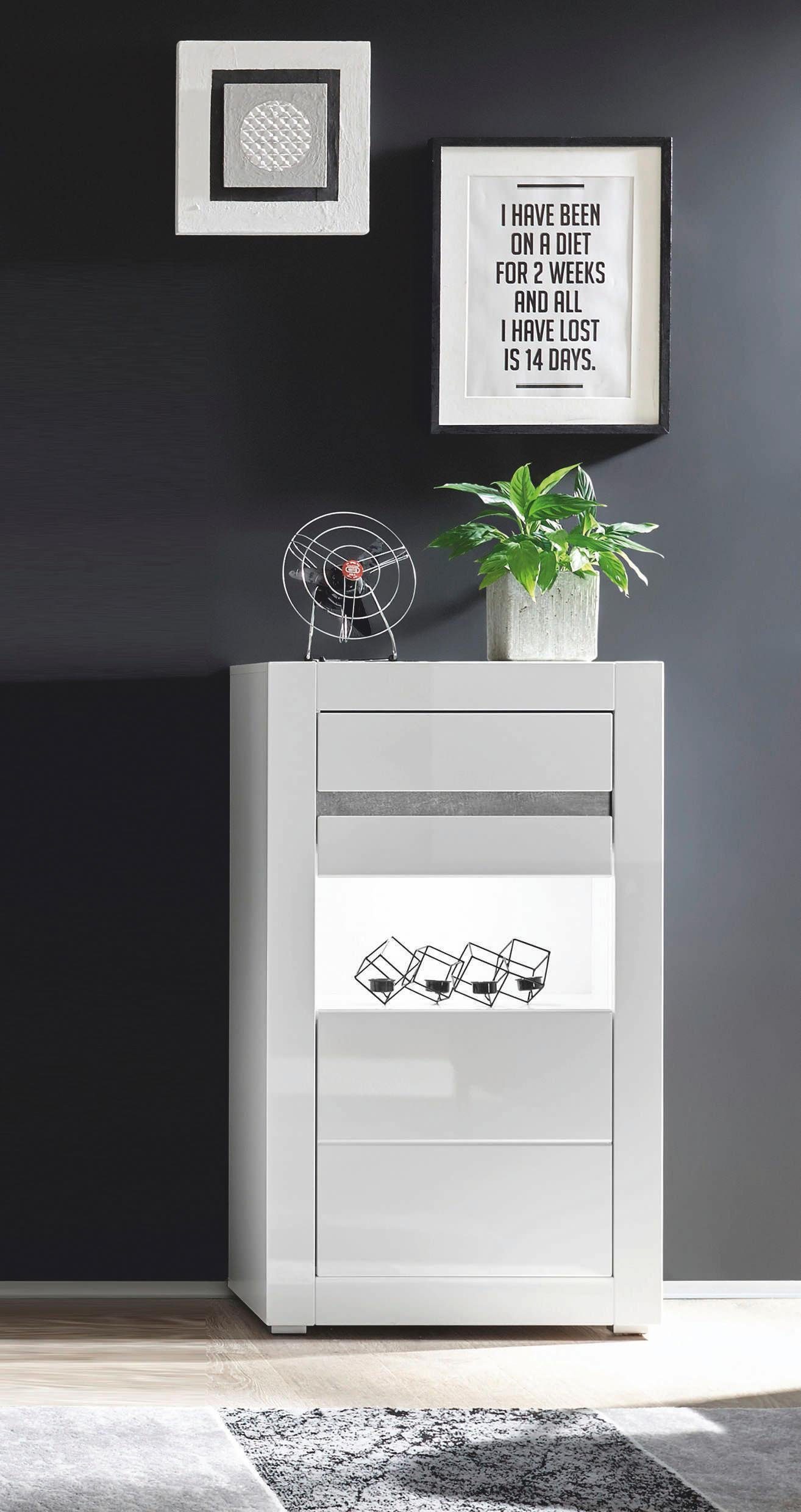 INOSIGN Vitrine Carat Höhe 112 cm, Leisten angeliefert, 1 x grau, 1 x weiss günstig online kaufen