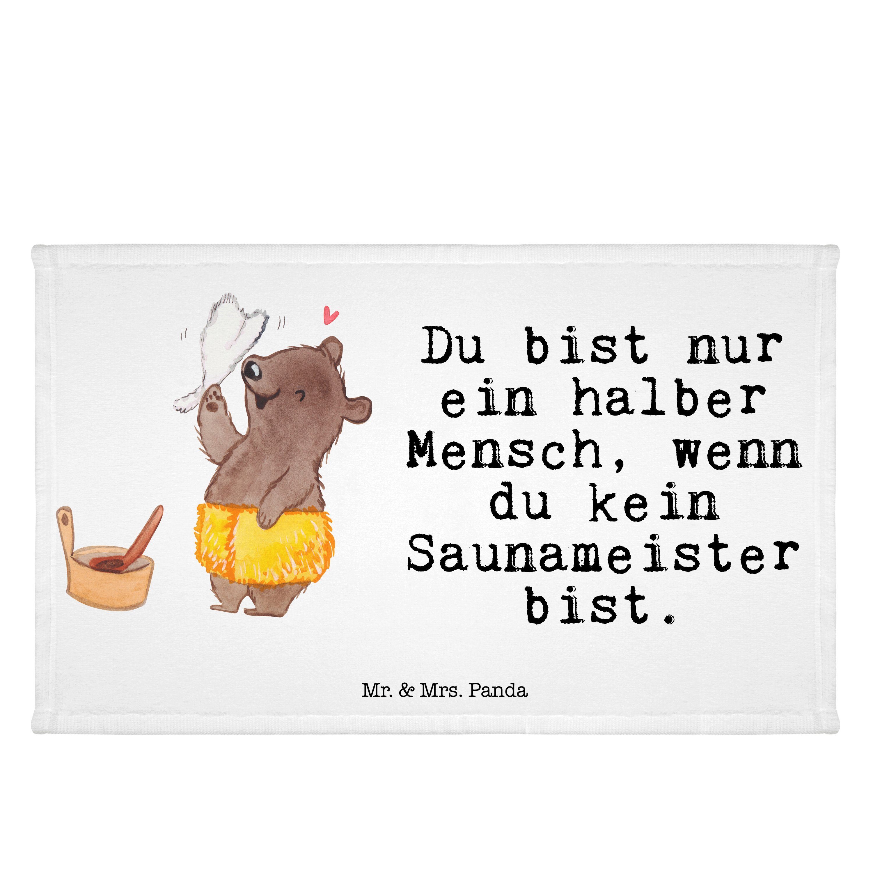 Mr. & Mrs. Panda Handtuch Saunameister mit Herz - Weiß - Geschenk, Kollegin, Abschied, Kinder H, (1-St)