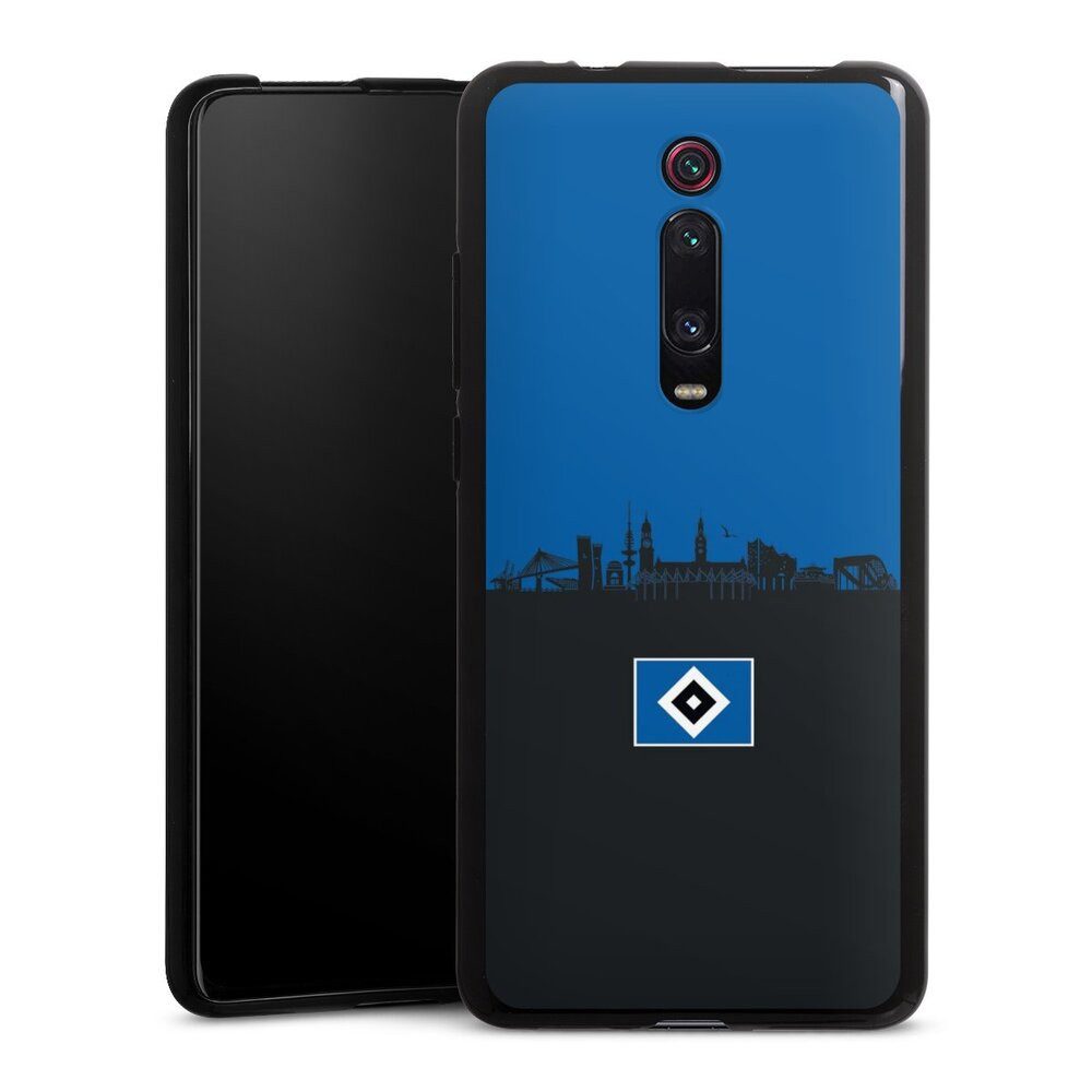 DeinDesign Handyhülle HSV Hamburg Skyline HSV Skyline Blau Schwarz, Xiaomi Mi 9T Pro Silikon Hülle Bumper Case Handy Schutzhülle