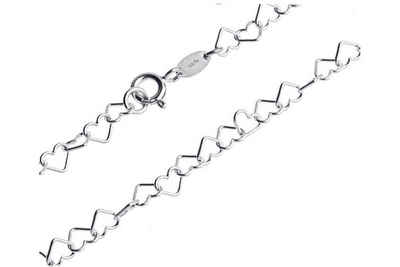 Silberkettenstore Silberarmband Fashion Line Kette Herzen - 925 Silber, Länge wählbar von 38-90cm