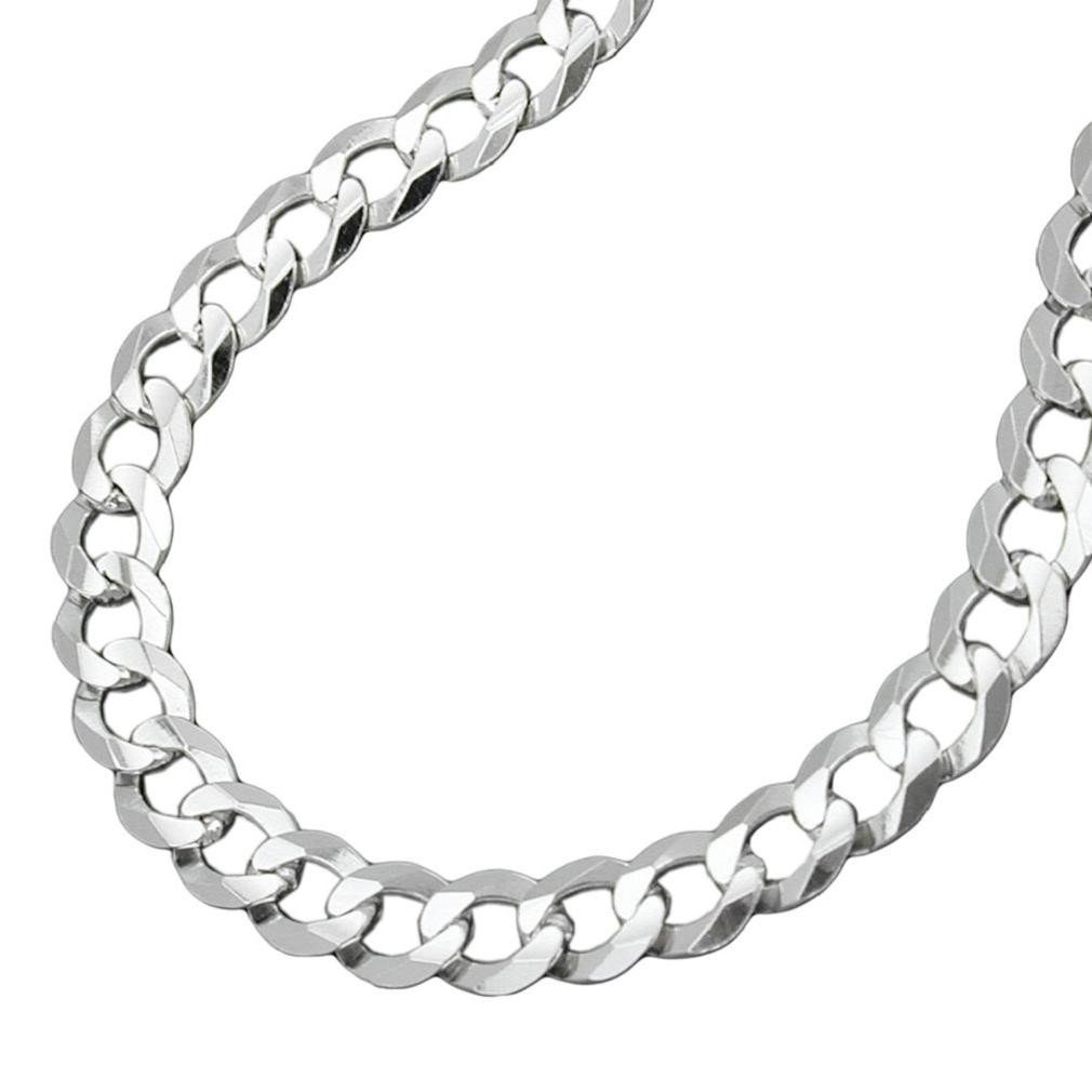 unbespielt Silberkette Halskette 4,5 mm flache Panzerkette 925 Silber 50 cm inkl. Schmuckbox, Silberschmuck für Damen und Herren