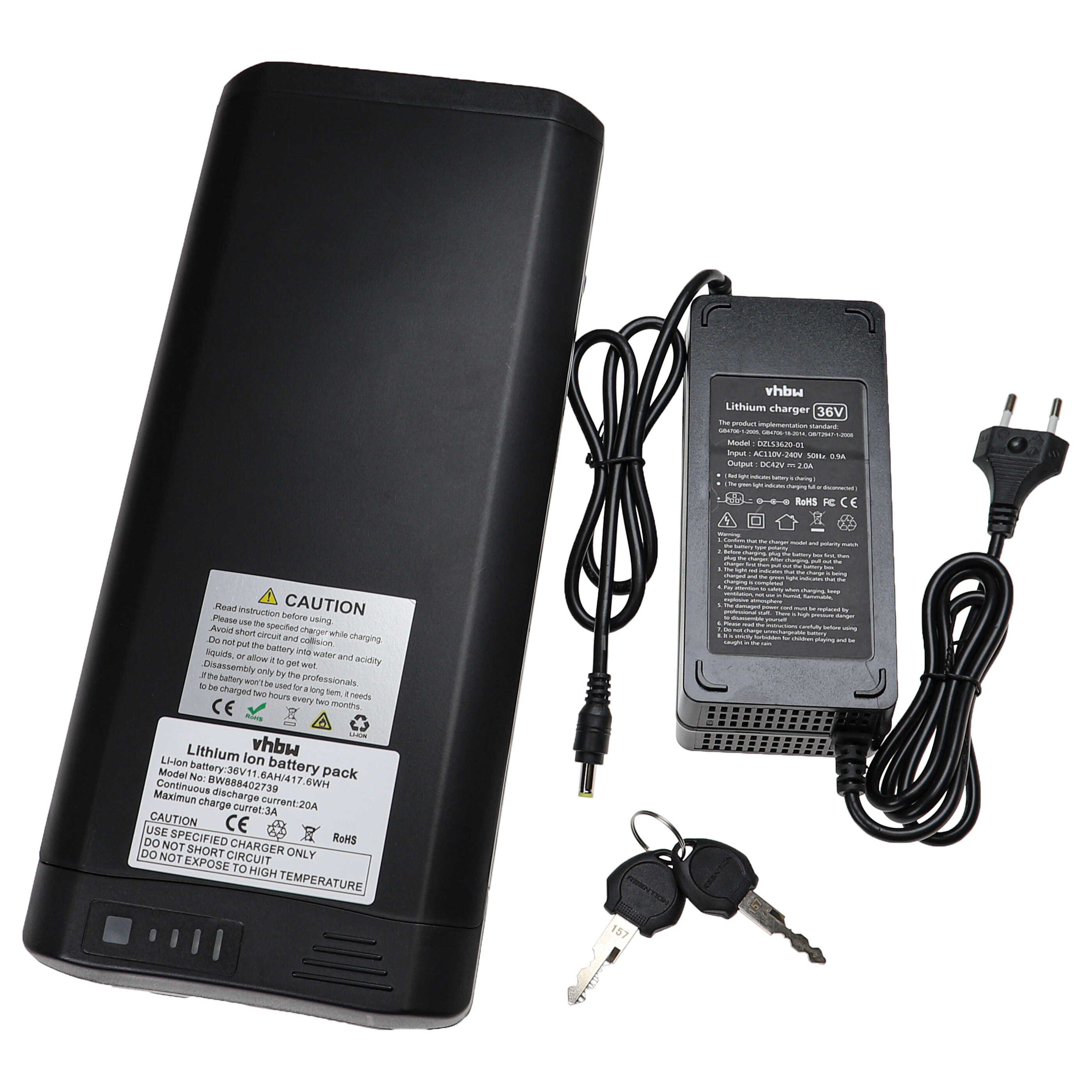 vhbw Akku passend für ENIK Easy White, Easy Black Fahrrad / E-Bike (12 Ah, E-Bike Akku Akku Li-Ion 12000 mAh (36 V, 1 St), Leistungsfähiger Austausch-Akku für Pedelec, Elektrofahrrad, E-Bike
