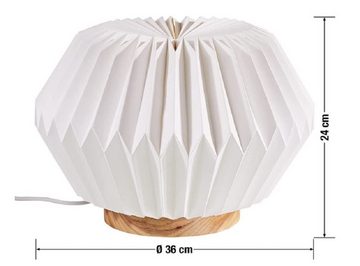 Hellum Dekolicht Hellum Lampe Papier 36cm mit Holzfuß weiß innen