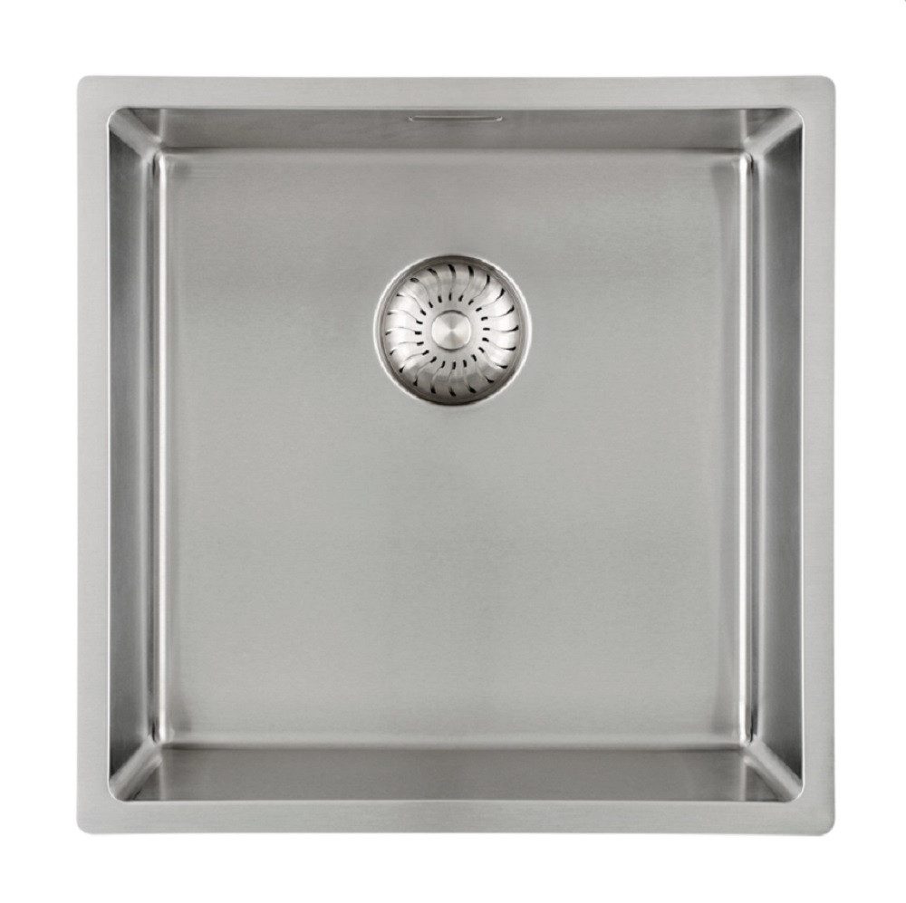 CARESSI Küchenspüle CAPP40R10, quadratisch, 44/18.5 cm, inklusive Korbventil-Set mit Design-Überlauf und Klemmen
