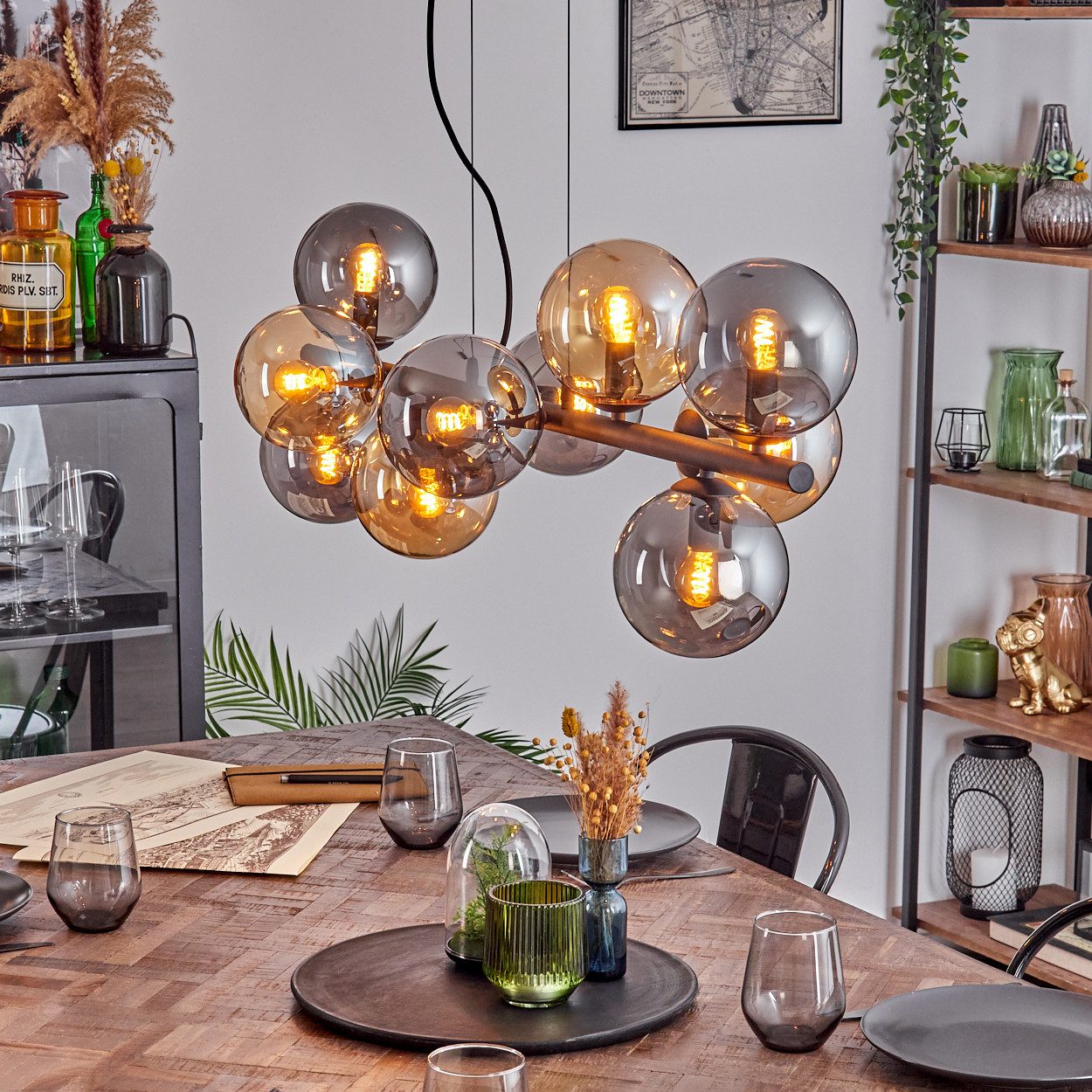 hofstein Pendelleuchte Hängelampe aus Metall/Glas in günstig online kaufen