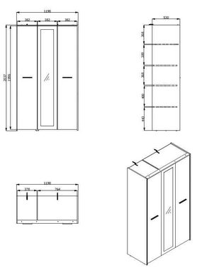 INOSIGN Kleiderschrank Varadero mit 1 Spiegeltür, in den Breiten 119 und 157cm