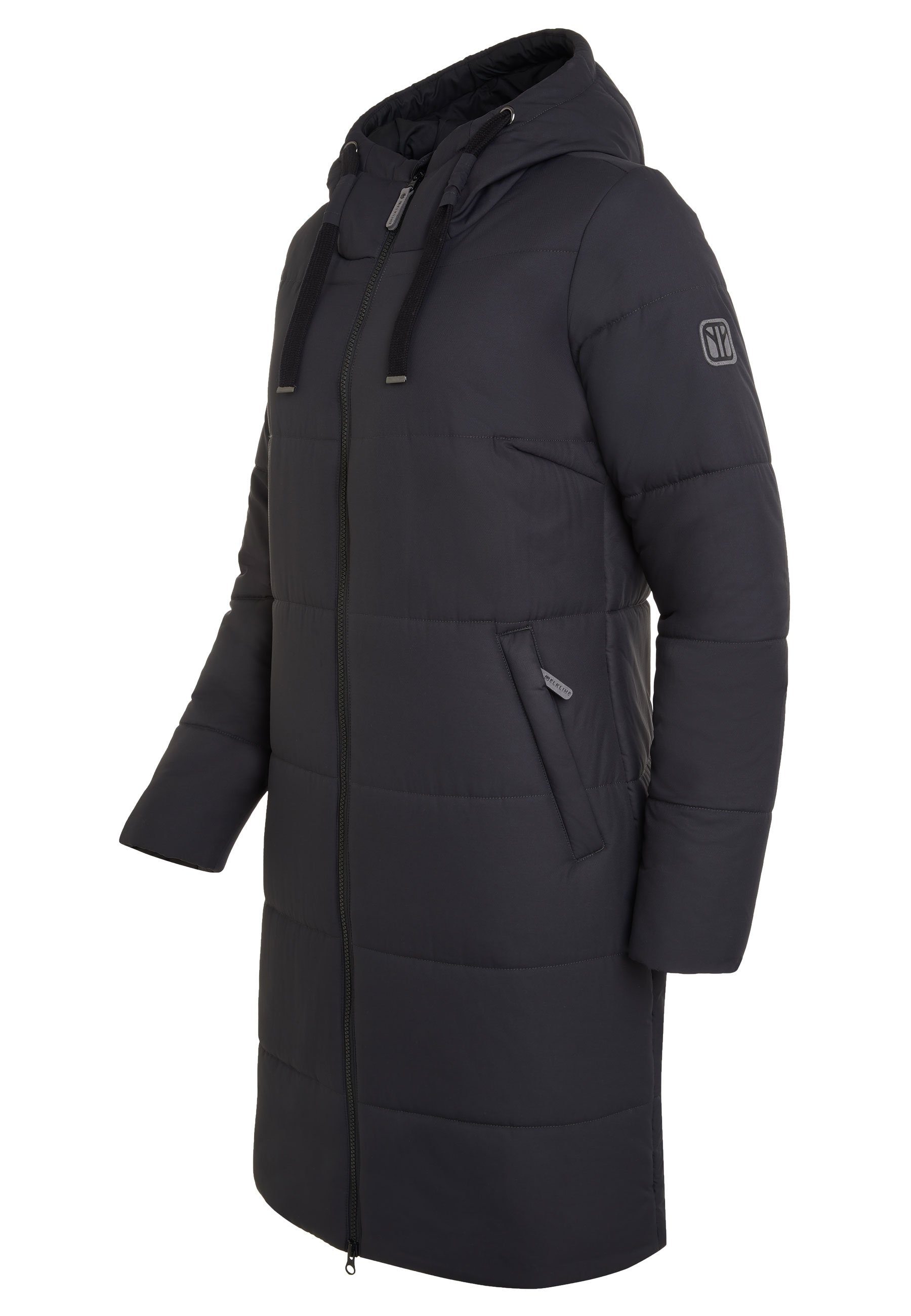 Elkline Winterjacke Comfort 2-Wege-Reißverschluss black Mantel, black leichter langer 