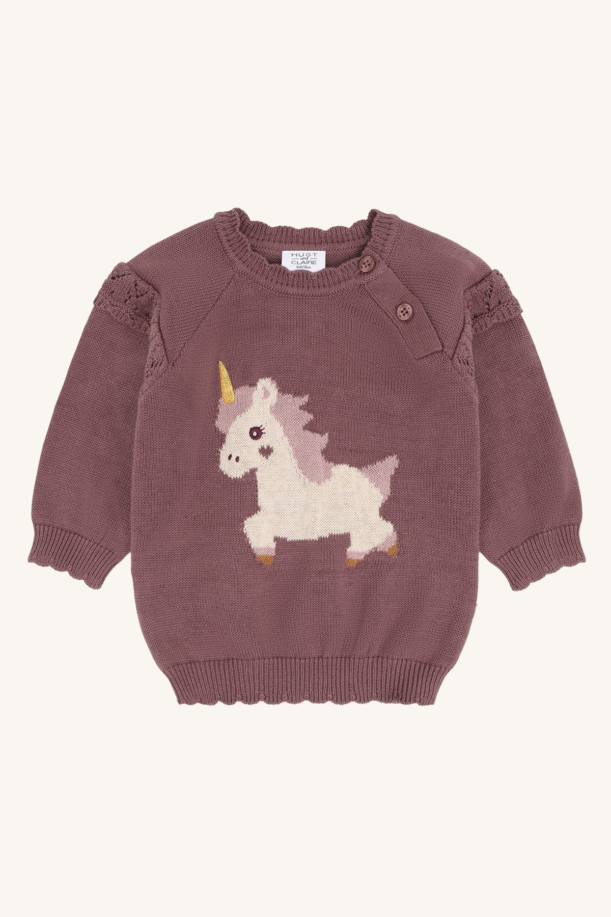 Hust & Claire Strickpullover Baby Mädchen Strickpullover aus Bio-Baumwolle mit Einhorn