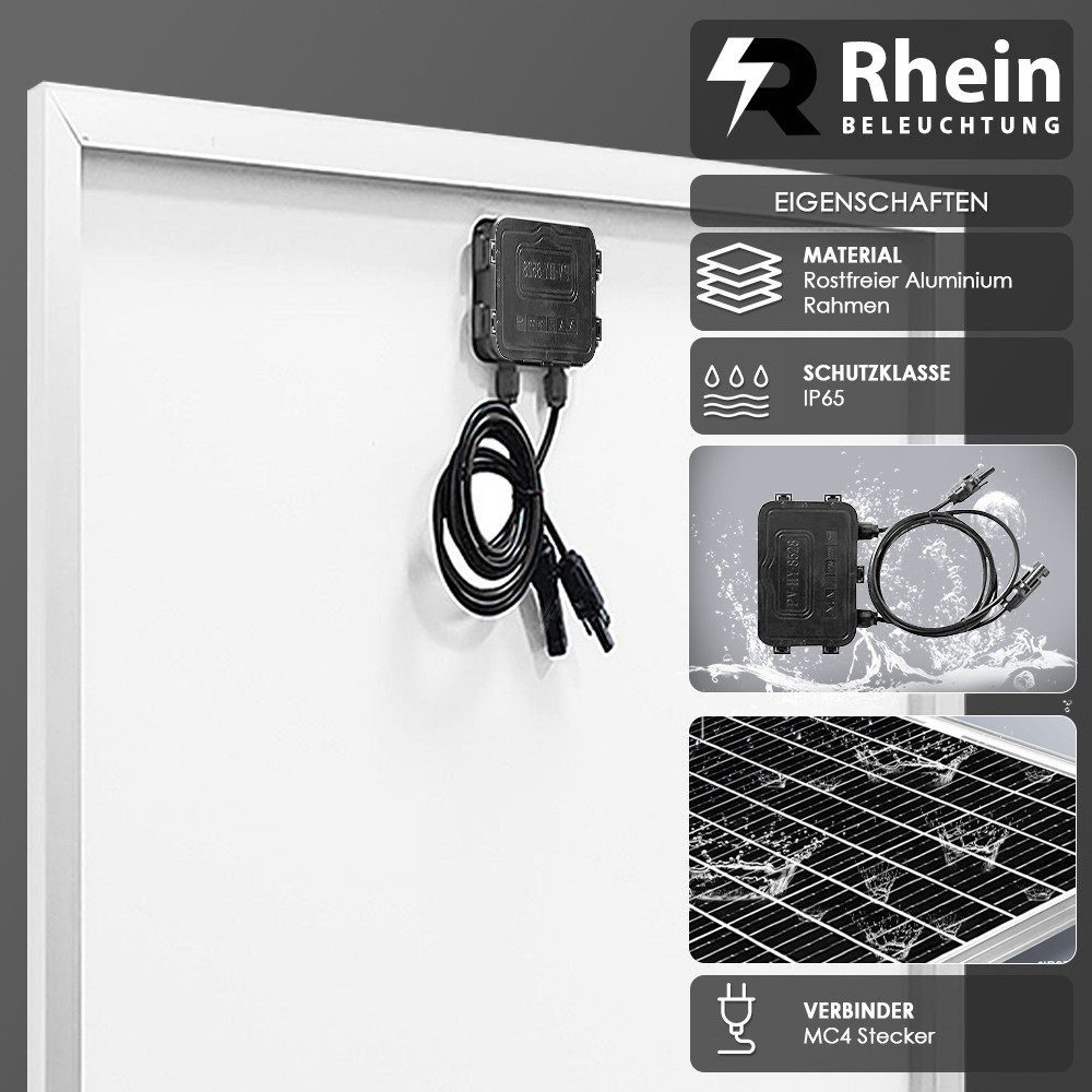Rhein Beleuchtung Solarmodul 600W 12V Solaranlage Komplettset mit Solarpanel - Monokristallin, 600 W, Monokristalli, (Set, 1-St., Solarmodule für Garten/Haus/Camping - Einfache Montage), IP65 + MPPT Regler - Ideal für Wohnmobil Komplettset