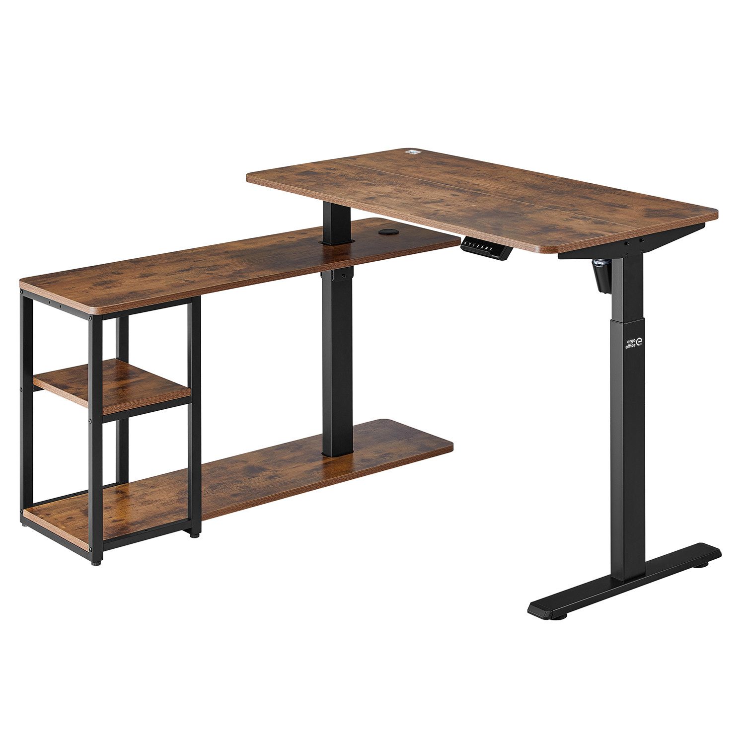 Ergo Office Schreibtisch ER-450, Höhenverstellbarer elektrischer Schreibtisch max. Höhe 121cm