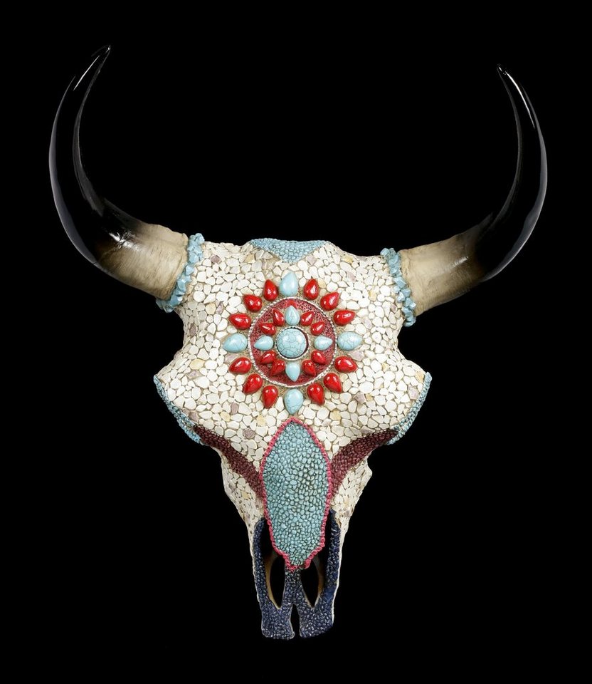 Figuren Shop Gmbh Wanddekoobjekt Wandrelief Stier Schädel Indianisch Wanddekoration Western Deko