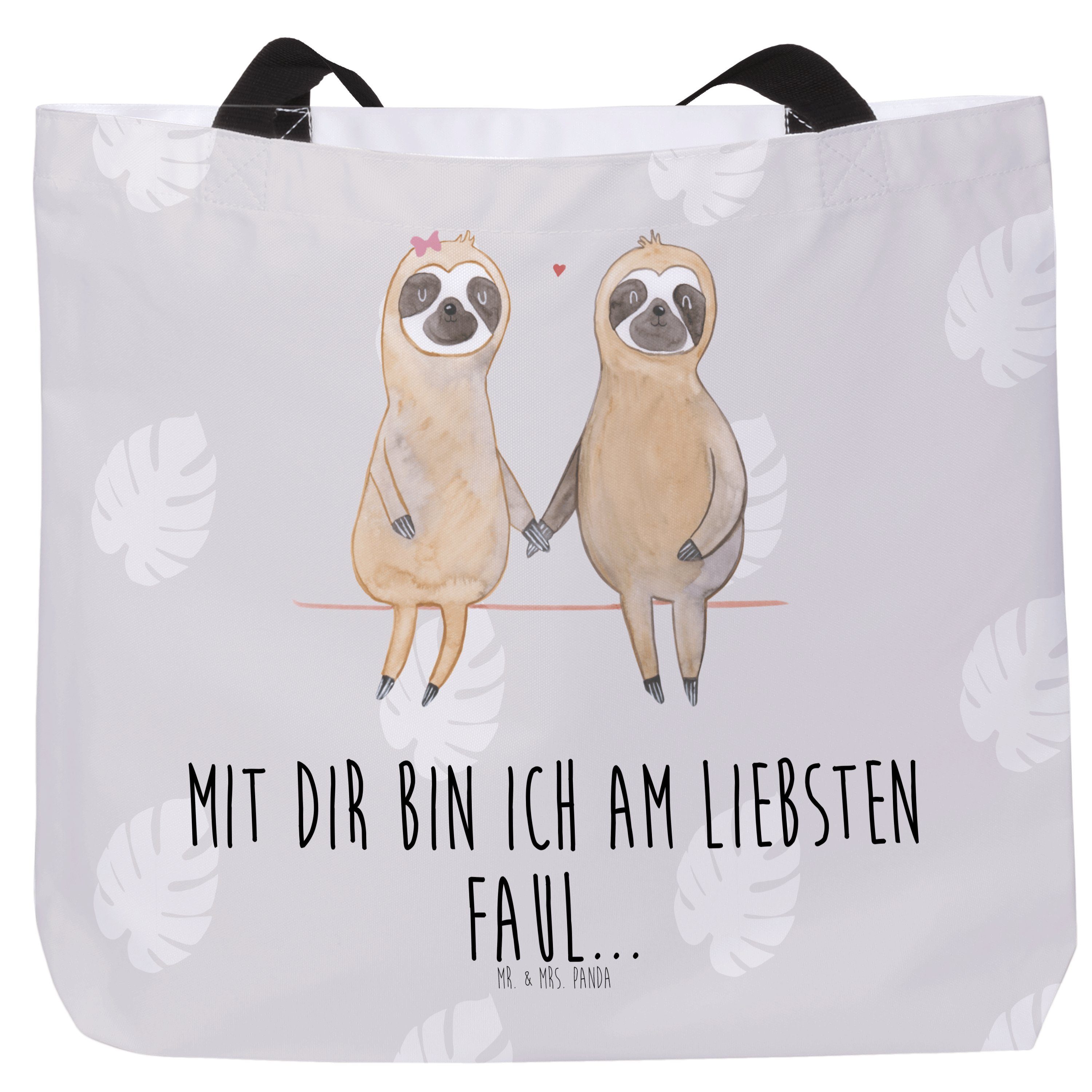 Faultier Faultier Pärchen Shopper Mr. - Faultierpä & Pastell Grau Deko, - (1-tlg) Panda Mrs. Geschenk,