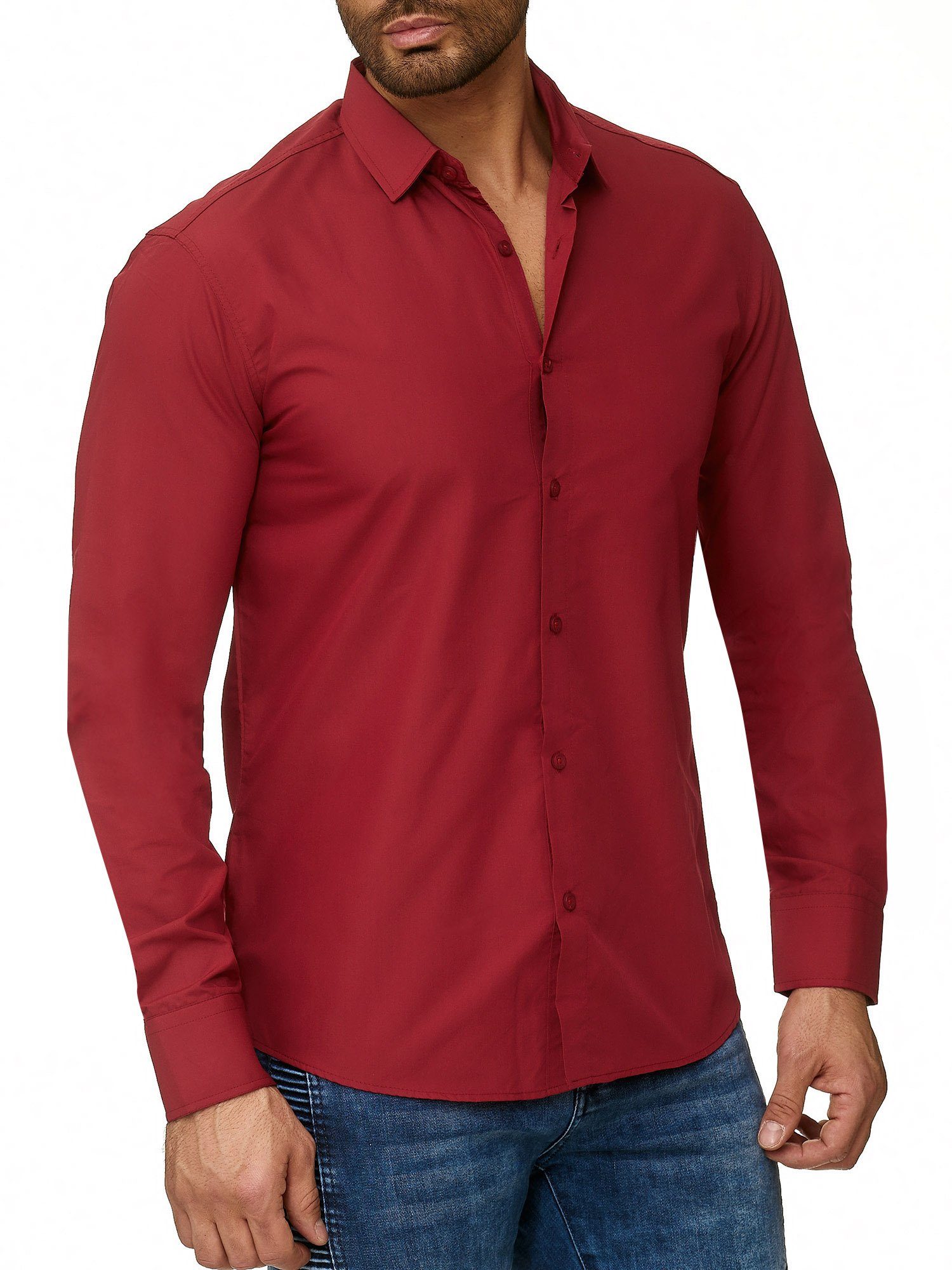 Reslad Langarmhemd Reslad Herren Hemd Kentkragen Unicolor Langarmhemd RS-70 günstig online kaufen