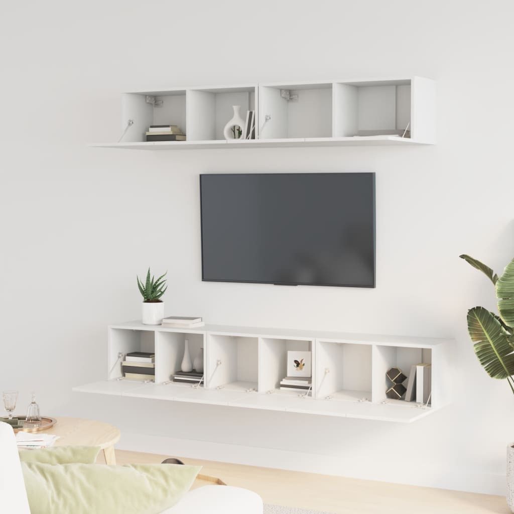 vidaXL TV-Schrank 5-tlg. TV-Schrank-Set Weiß Holzwerkstoff günstig online kaufen