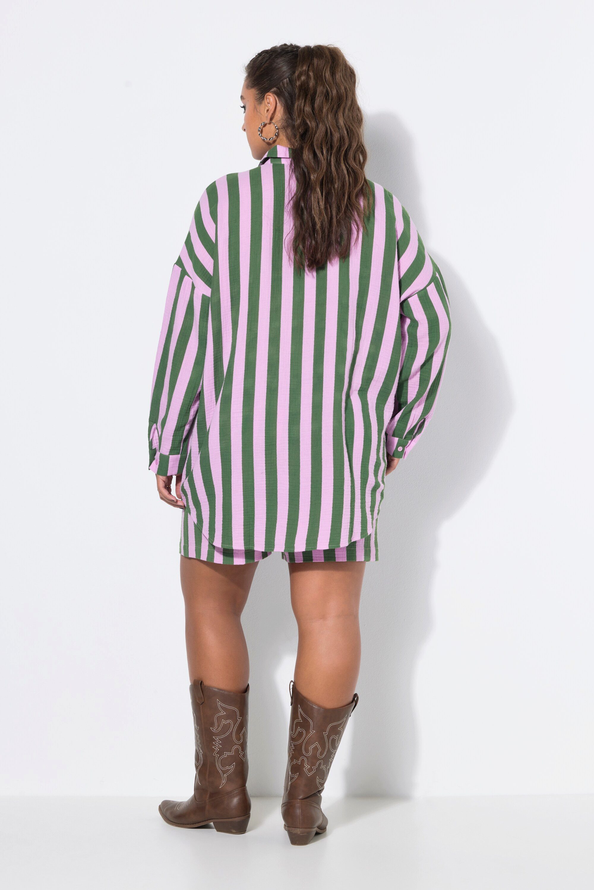 Studio Untold Hemdbluse Hemdbluse oversized Musselin Streifen Langarm