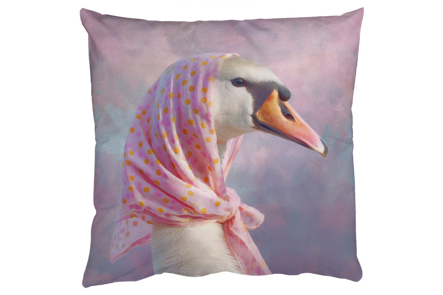 MuchoWow Dekokissen Schwan - Halstuch - Pastellwolken, Zierkissen mit Kissenfüllung, Deko, Sofakissen, 50x50 cm