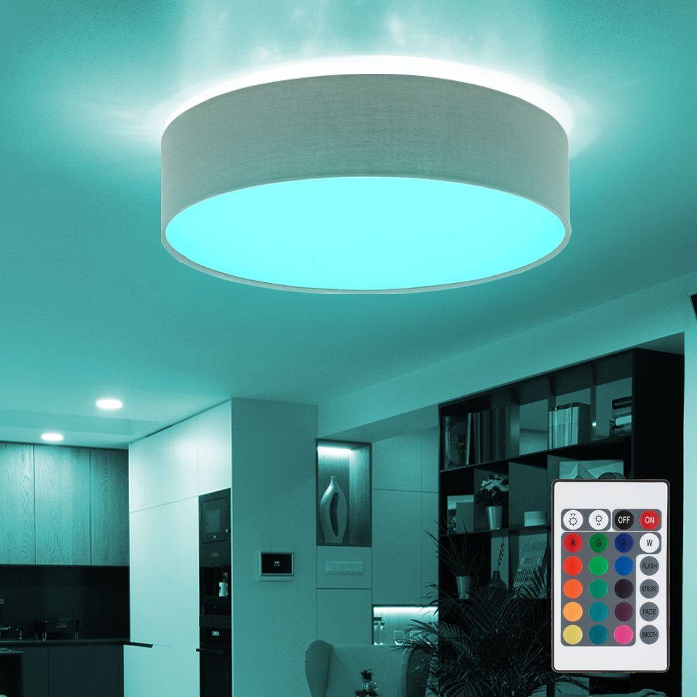etc-shop LED Deckenleuchte, Leuchtmittel inklusive, Warmweiß, Farbwechsel, RGB LED Deckenleuchte Deckenlampe taupe weiß Fernbedienung