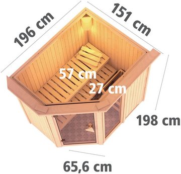 Karibu Sauna Frigga 1, BxTxH: 196 x 151 x 198 cm, 68 mm, (Set) 9-kW-Ofen mit externer Steuerung