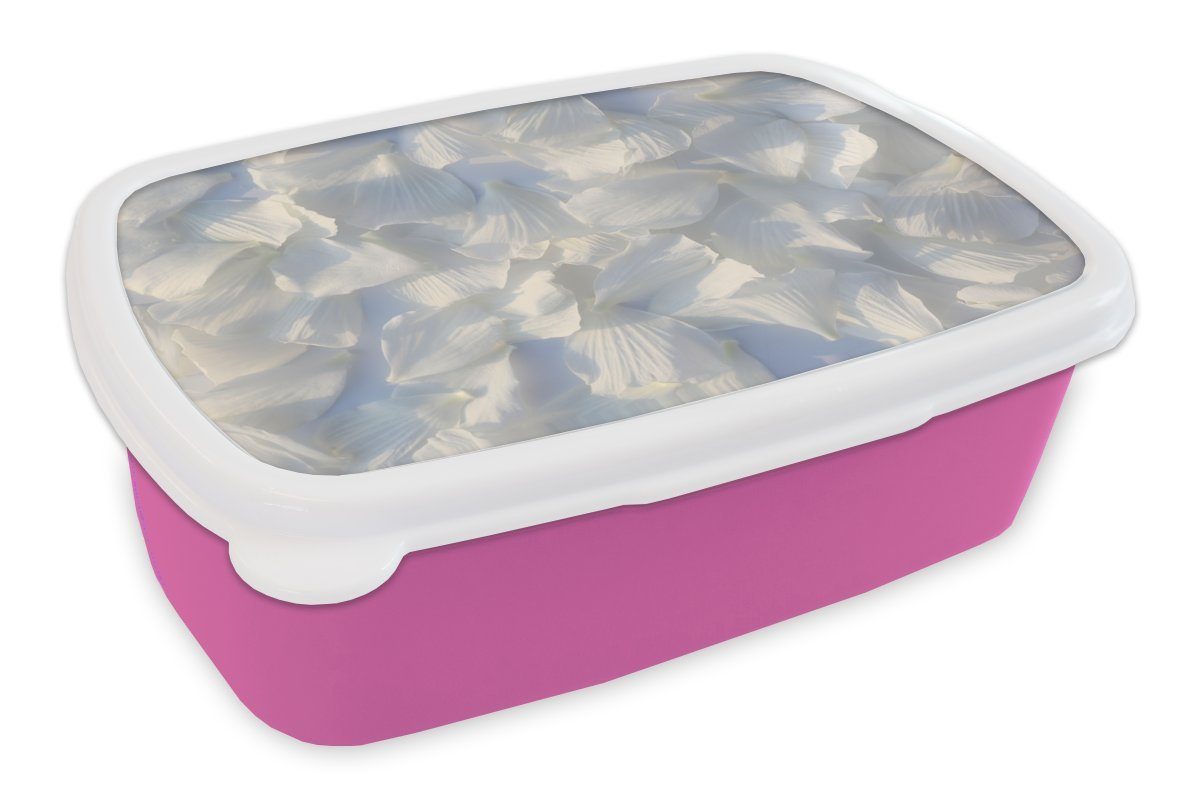 Brotdose Brotbox Romantische Mädchen, Snackbox, rosa für Kunststoff (2-tlg), Erwachsene, MuchoWow Tulpenblätter, Lunchbox Kinder, Kunststoff,