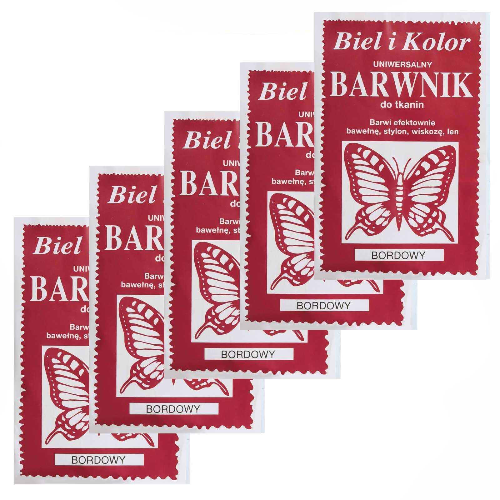 maDDma Kreativset 5 x 10g Batikfarbe Textilfarbe Stofffarbe färben, bitte Farbmix wählen, bordeaux