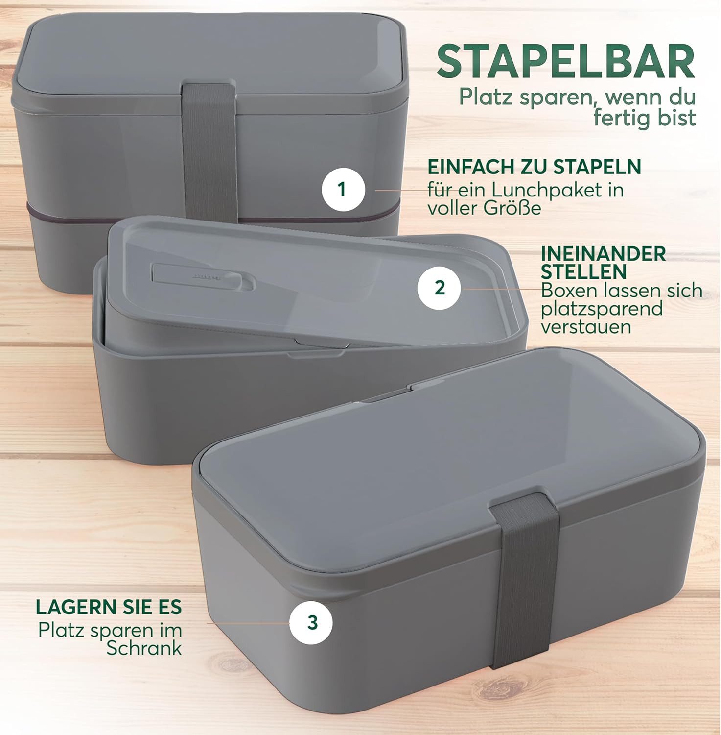 UMAMI Lunchbox Bento für Erwachsene mit Besteck und 2 Saucenbehältern, (Inkl. Zubehör Brotdose mit Fächern für Meal Prep), als Brotdosen für Salat, Snack Bento Box, Auslaufsichere Brotdose