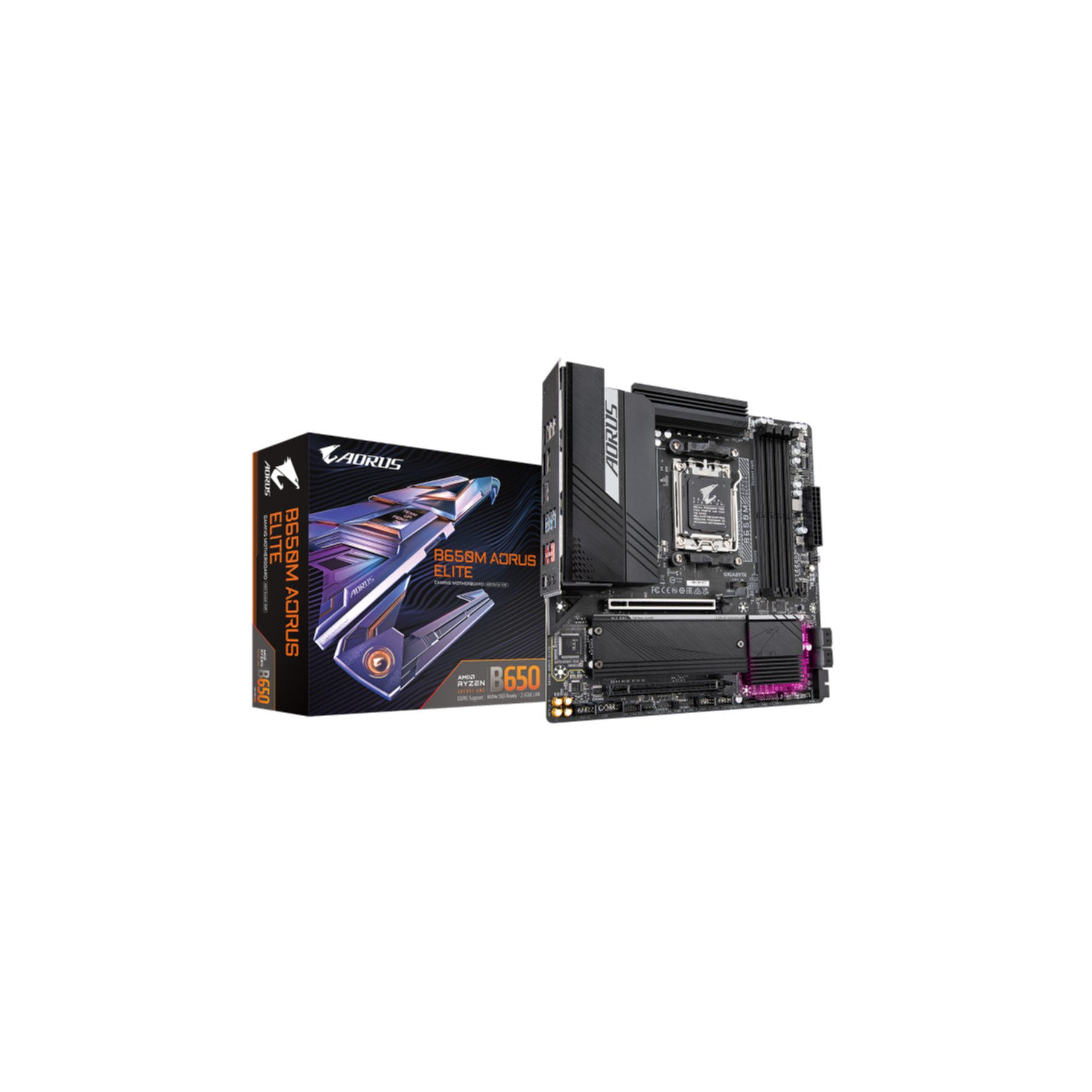 Gigabyte B650M AORUS ELITE Mainboard – Unterstützt AMD Ryzen 9000 CPUs, 12+2+2 Mainboard