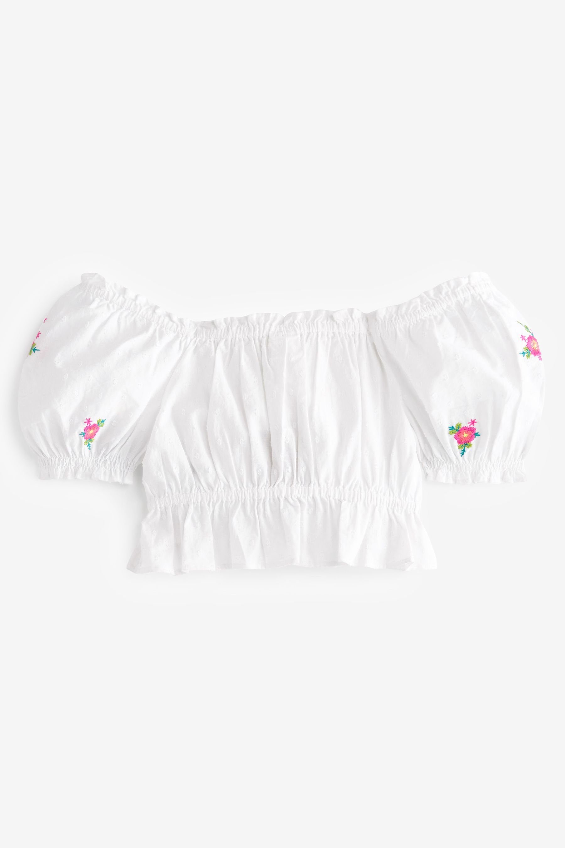Blusenshirt Rüschen (1-tlg) mit Next White Bluse Embroidered