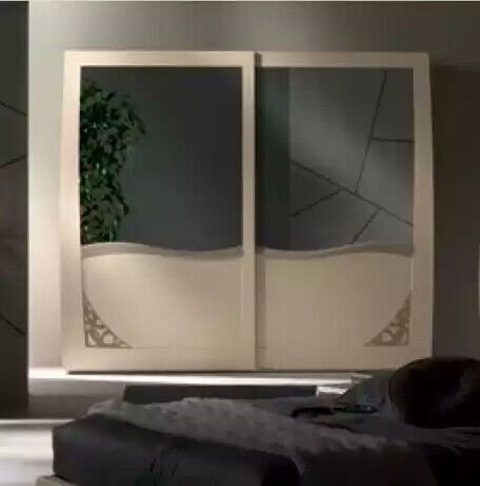 JVmoebel Schlafzimmer-Set Komplettes Schlafzimmer Spiegel), + Nachttische Made Bett in + Luxus Modern Bett 2x Kleiderschrank Kommode Nachttisch, + + 2x Set (6-St., Italy Design