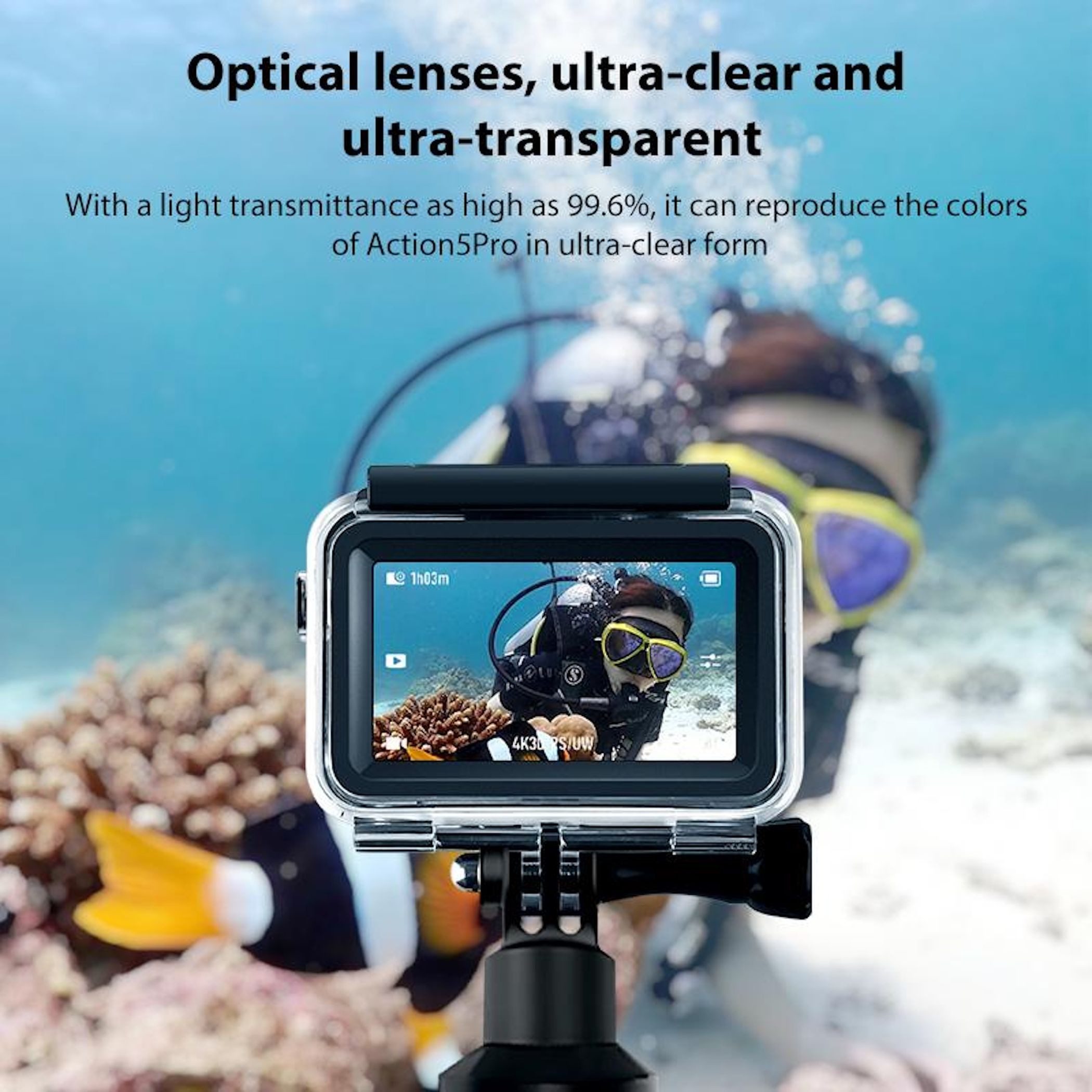 Wigento Unterwassergehäuse für DJI Osmo Action 5 Pro / 4 / 3 60m wasserdicht Zubehör Drohne (60m Wasserdicht, Magnetverschluss) – Bild 5 von 5