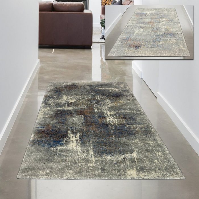 Teppich Wohnzimmerteppich – abstraktes Muster – mehrfarbig grau blau Carpetia rechteckig Höhe: 12 mm