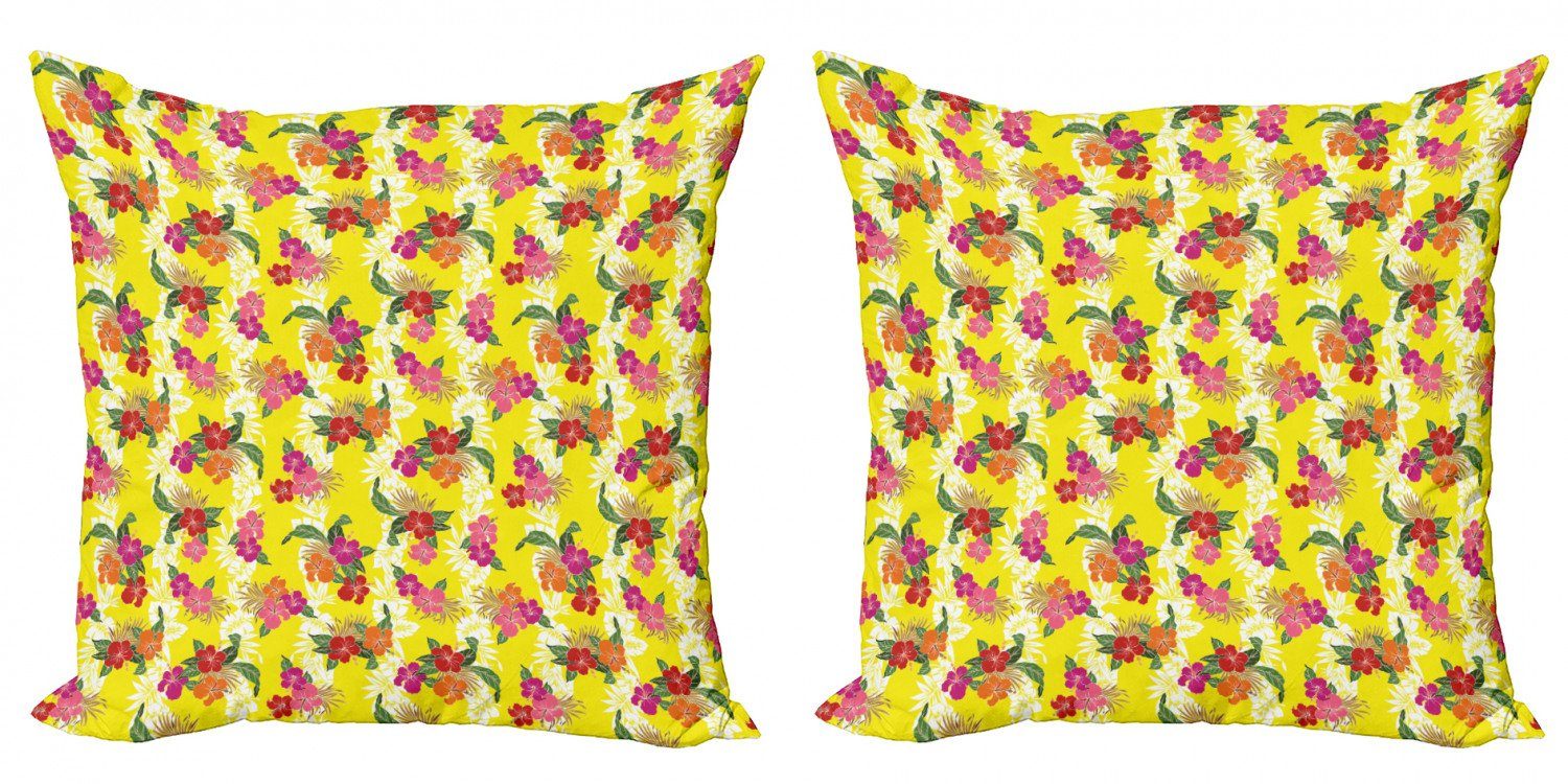 Stück), Digitaldruck, Tropische Abakuhaus Doppelseitiger Accent Kissenbezüge Hibiskus (2 Modern Blumen-Kunst