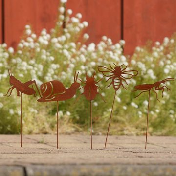 UNUS GARDEN Gartenstecker Stecker Rost mit 5 Insekten