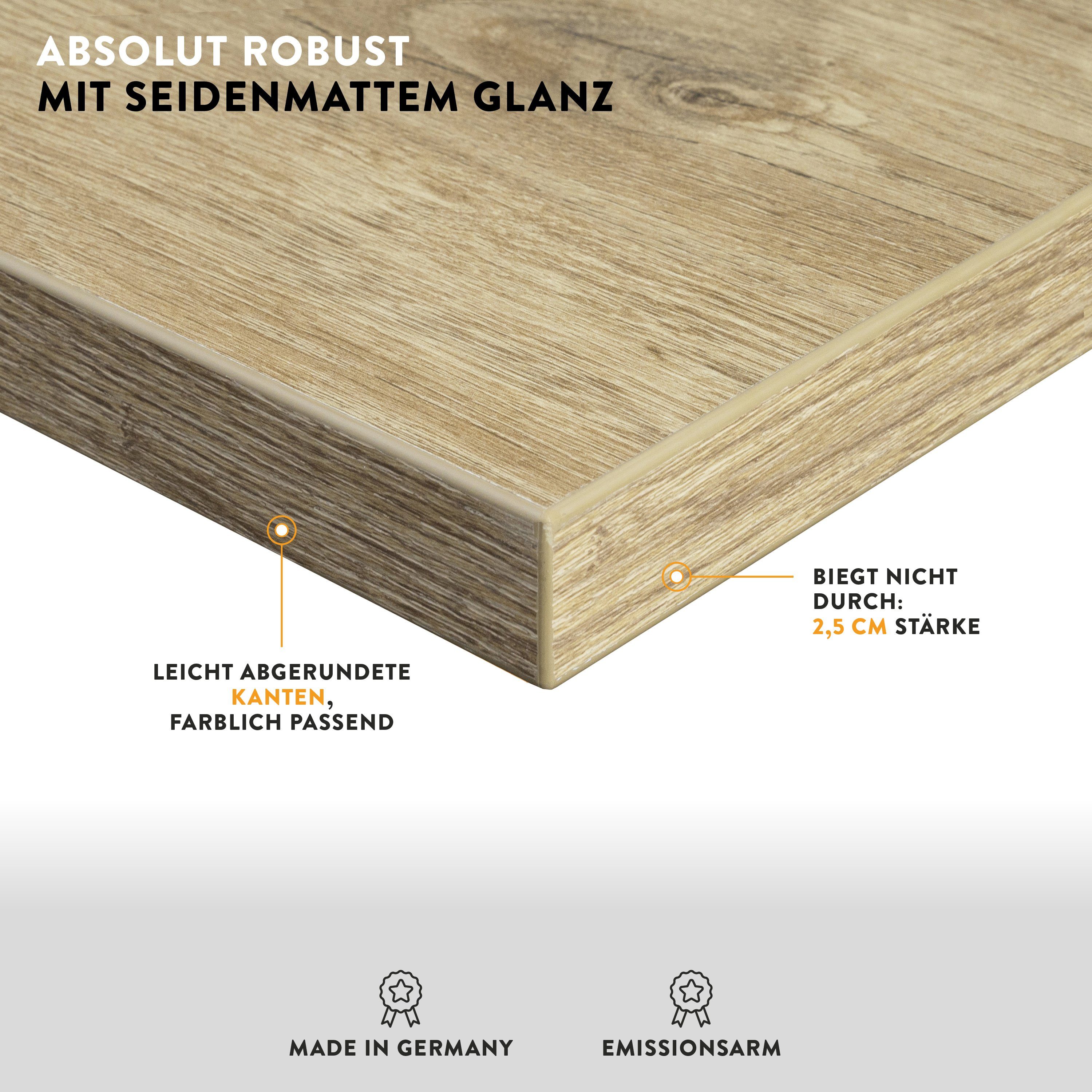 boho office® Schreibtischplatte, Tischplatte in Wildeiche - 120 x 80 cm - 25mm stark - pflegeleicht