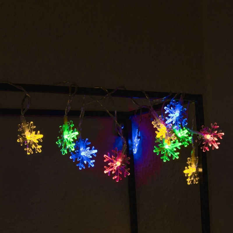 K&L Wall Art Hängedekoration »bunte LED Lichterkette Deko Glühbirne Kugel Stern Tropfen Schneeflocke mehrfarbig Leuchtdeko« (1 St), mit Fernbedienung und Timer- Funktion