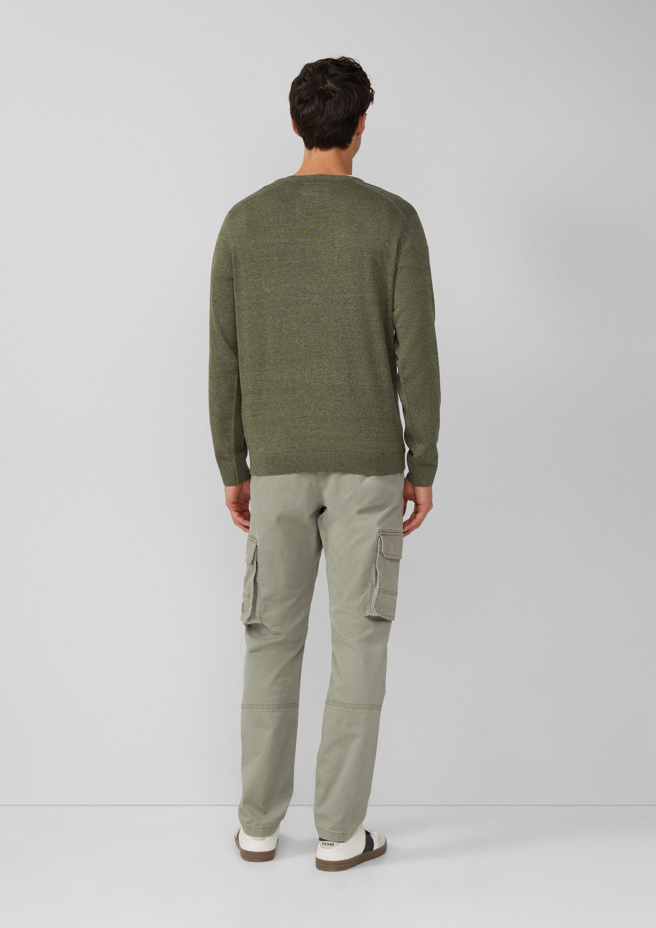 s.Oliver Longpullover Strickpullover Pullover aus Moulinéstrick mit Crew Neck und Raglanärmeln
