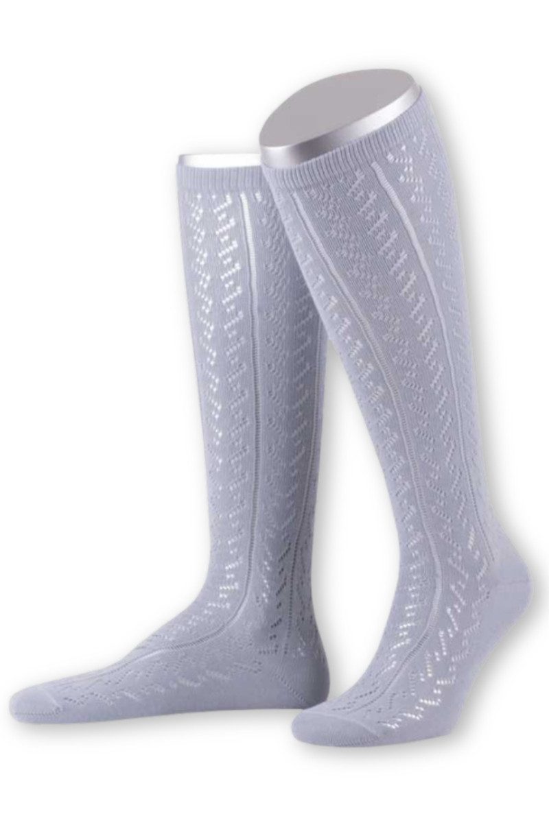 Lusana Trachtensocken Trachtenstrümpfe Damen - L390 - anthrazit, hellblau, beere