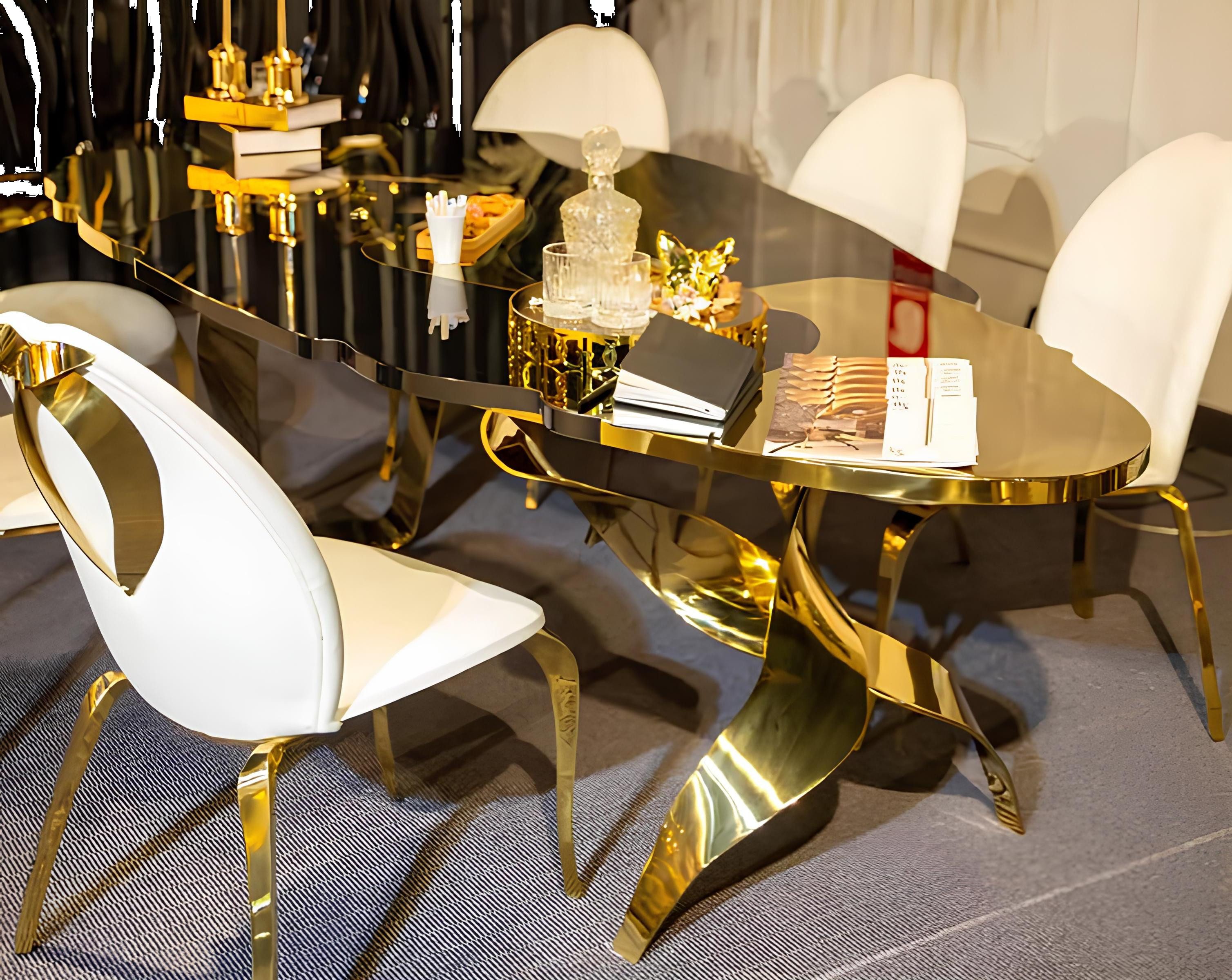 Xlmoebel Esstisch Ovaler Esstisch in Gold mit luxuriösem Design für stilvolle Räume (Esstisch), Hergestellt in Europa