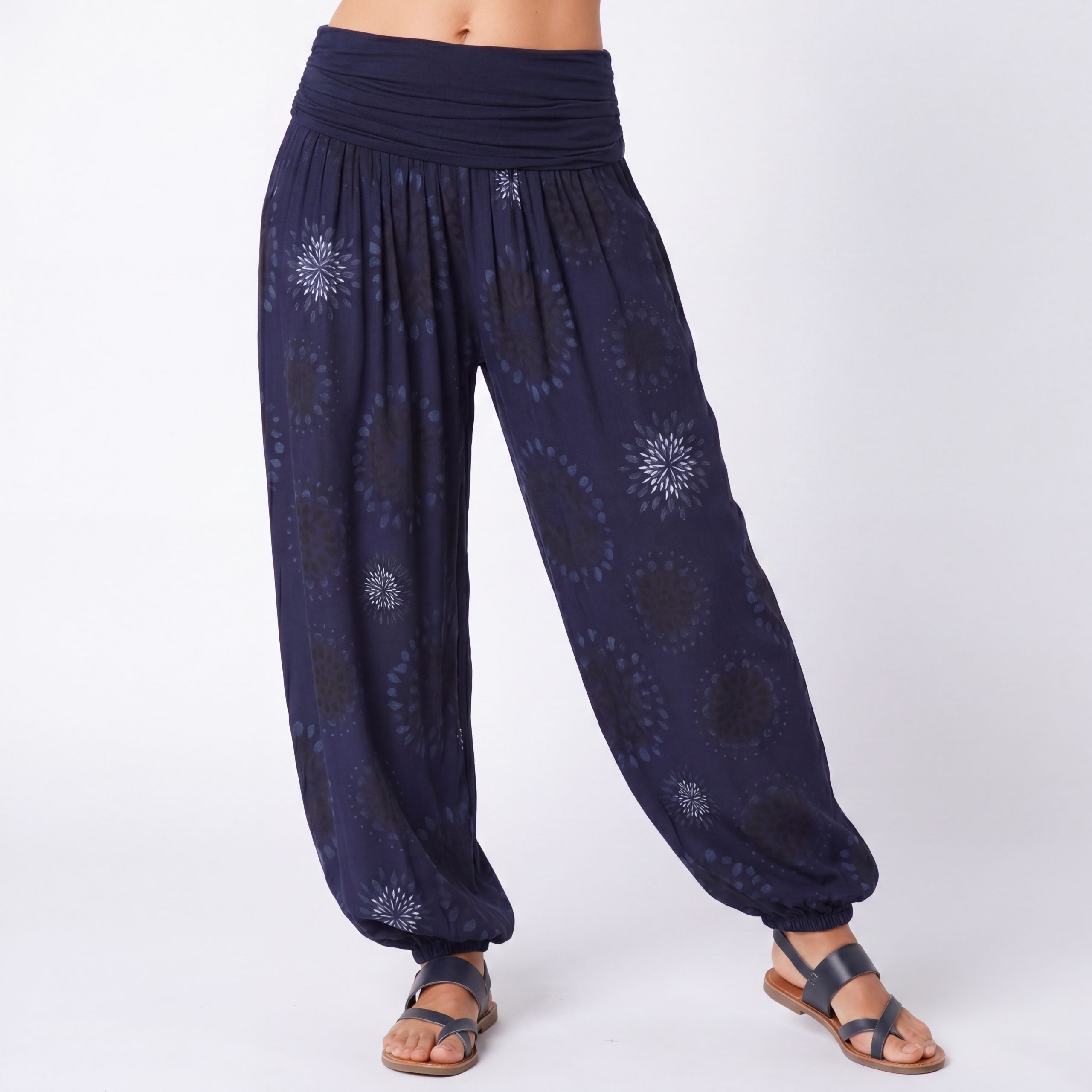 OriginalYou Haremshose Pluderhose für Damen leichte Haremshose sommerliche Yogahose Middle Waist, mit elastischem Bund, weites Bein