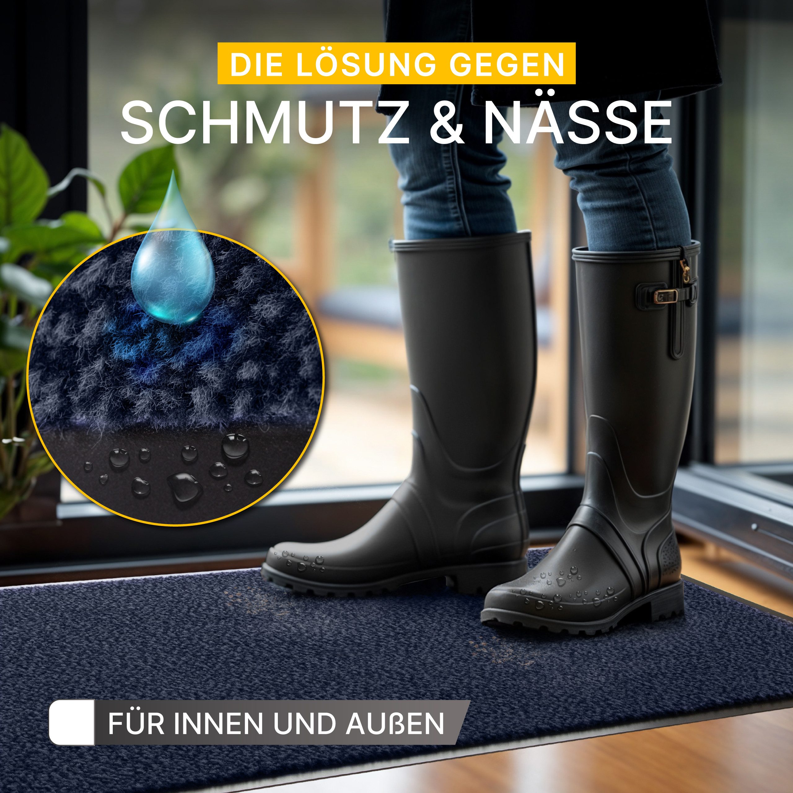 Entrando Fußmatte FIEL, Rechteckig, Höhe: 7 mm, Schmutzfangmatte Innen & Außen waschbar rutschfest dünn saugstark
