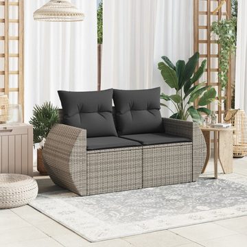 vidaXL Loungesofa Gartensofa 2-Sitzer mit Kissen Grau Poly Rattan