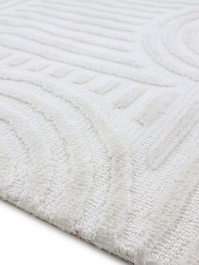 Teppich Holly 4 - Soft Touch Microfaser Teppich, carpetfine, rechteckig, Höhe: 12 mm, Boho Scandi, weiche dichte getuftete Hoch-Tief-Struktur, Wohnzimmer
