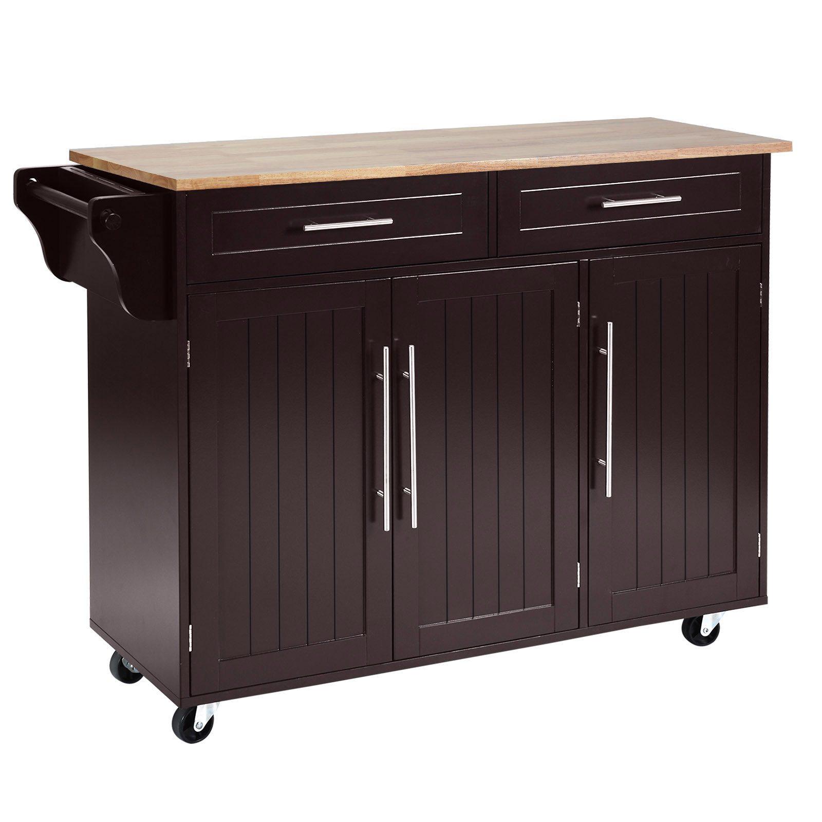 COSTWAY Küchenwagen, mit Arbeitsplatte, Schubladen & verstellbaren Regalen günstig online kaufen