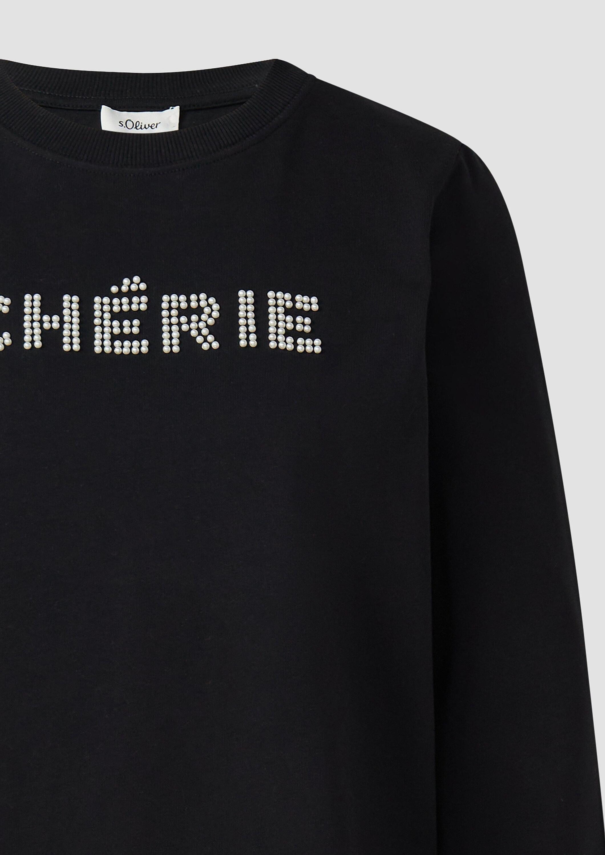 s.Oliver Langarmshirt T-Shirt Longsleeve mit Perlenschriftzug