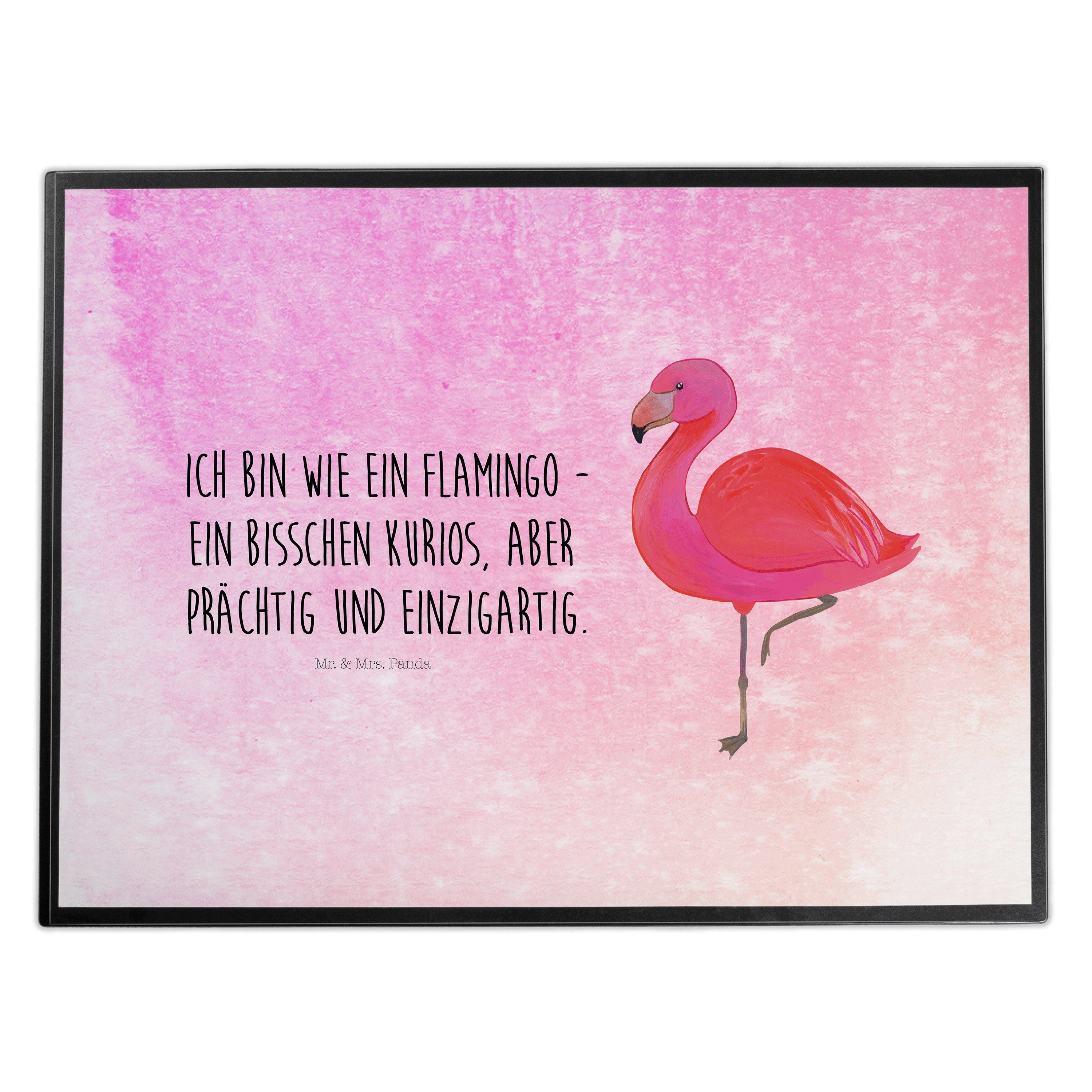 Mr. & Mrs. Panda Schreibtischunterlage Flamingo Classic - Aquarell Pink - Geschenk, Büroartikel, für mich, S, (1 tlg)
