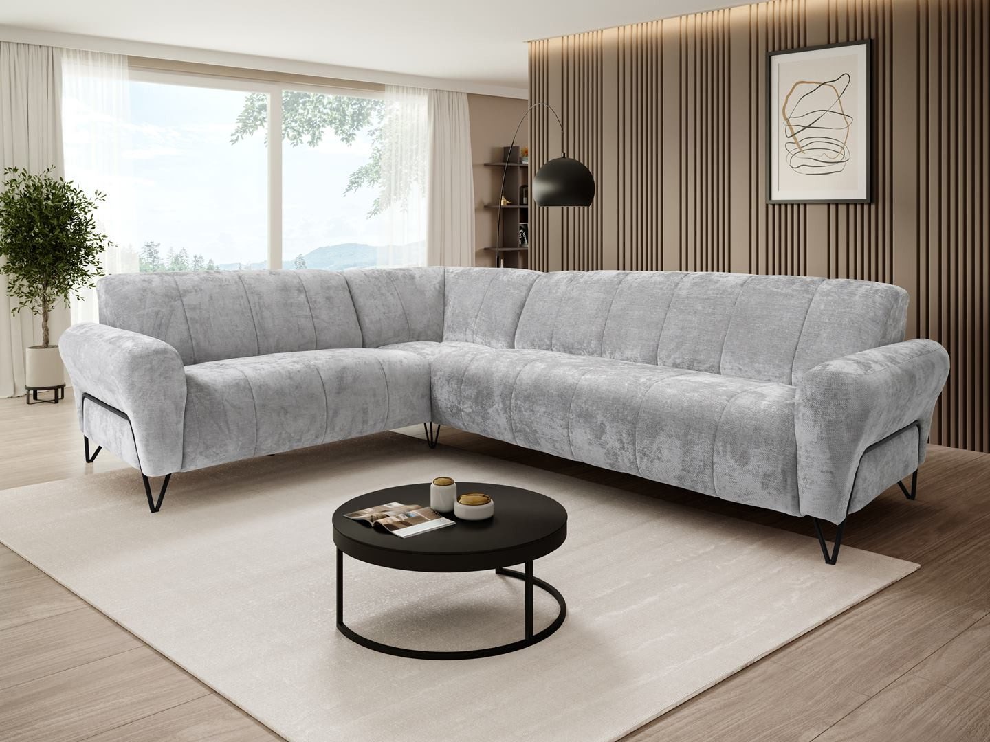 Beautysofa Ecksofa mit Metallbeine in schwarzer VOLARE L, mit höchstem Sitz günstig online kaufen