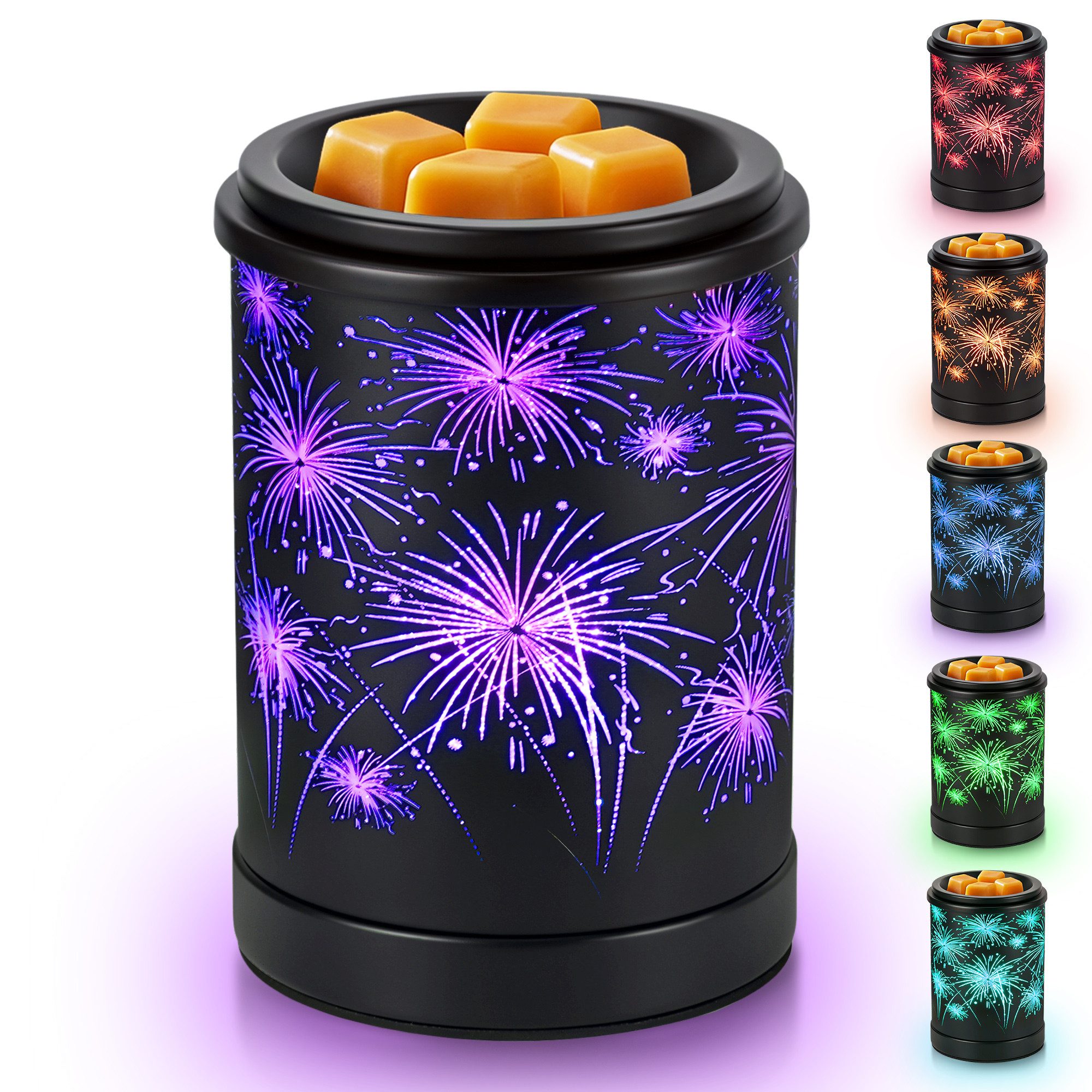 BlingBin Duftlampe Elektrische Aromalampe Wachsduftlampe mit Feuerwerk-Lichteffekt (1er Set, 1 St., 10,5*10,5*15cm), Dekorative Duftlampe für Duftwachs & ätherische Öle im Wohnzimmer