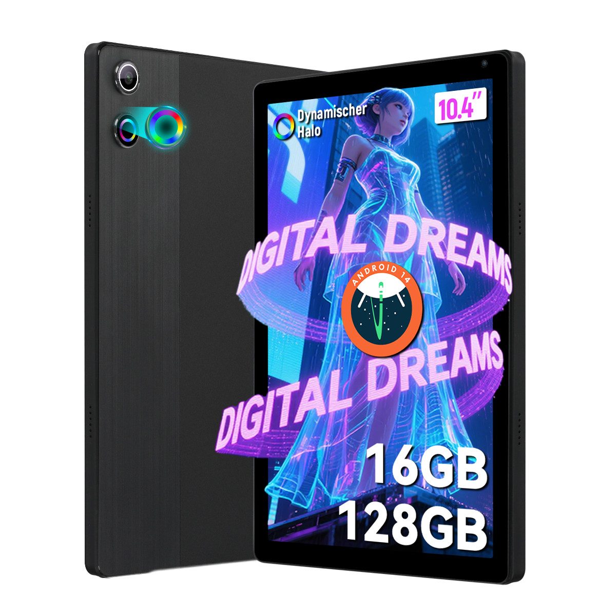 Happybe 10,4’’ Android, 128GB, HD 1280x800, Widevine L1, 5G/2,4G WiFi, 5000mAh Tablet (10,4", 128 GB, Android, WiFi 6, Octa core, 128GB erweiterbar auf bis zu 1TB, Widevine L1)