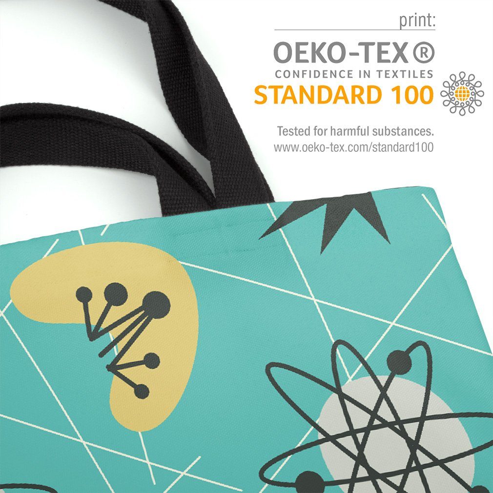 Deko VOID Retro Henkeltasche Muster 70er (1-tlg), Design Beige Woh gemustert Retro Sterne Design