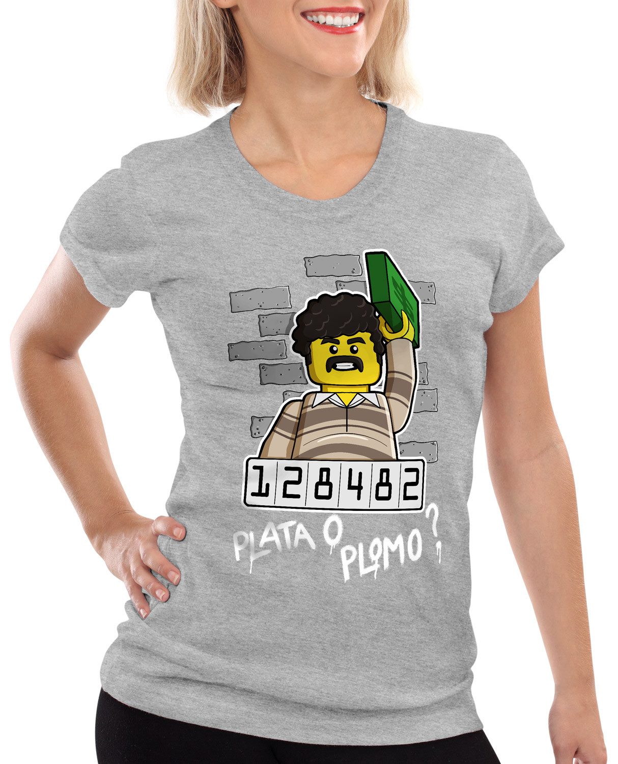 style3 T-Shirt Pablo Escobar Plata o Plomo kokain klemmbaustein